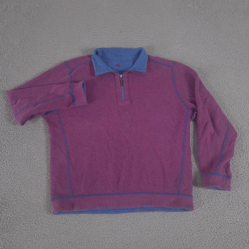 LOT OF 2 Tommy Bahama Pullover Mens XXL Multi Reversible Pima Cotton Quarter Zip
